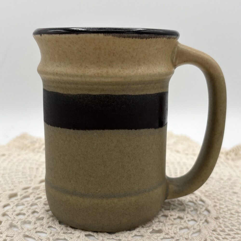 Vintage Sunnycraft Stoneware Collection Mug 24400 Blue & Tan - Korea - 1970’s